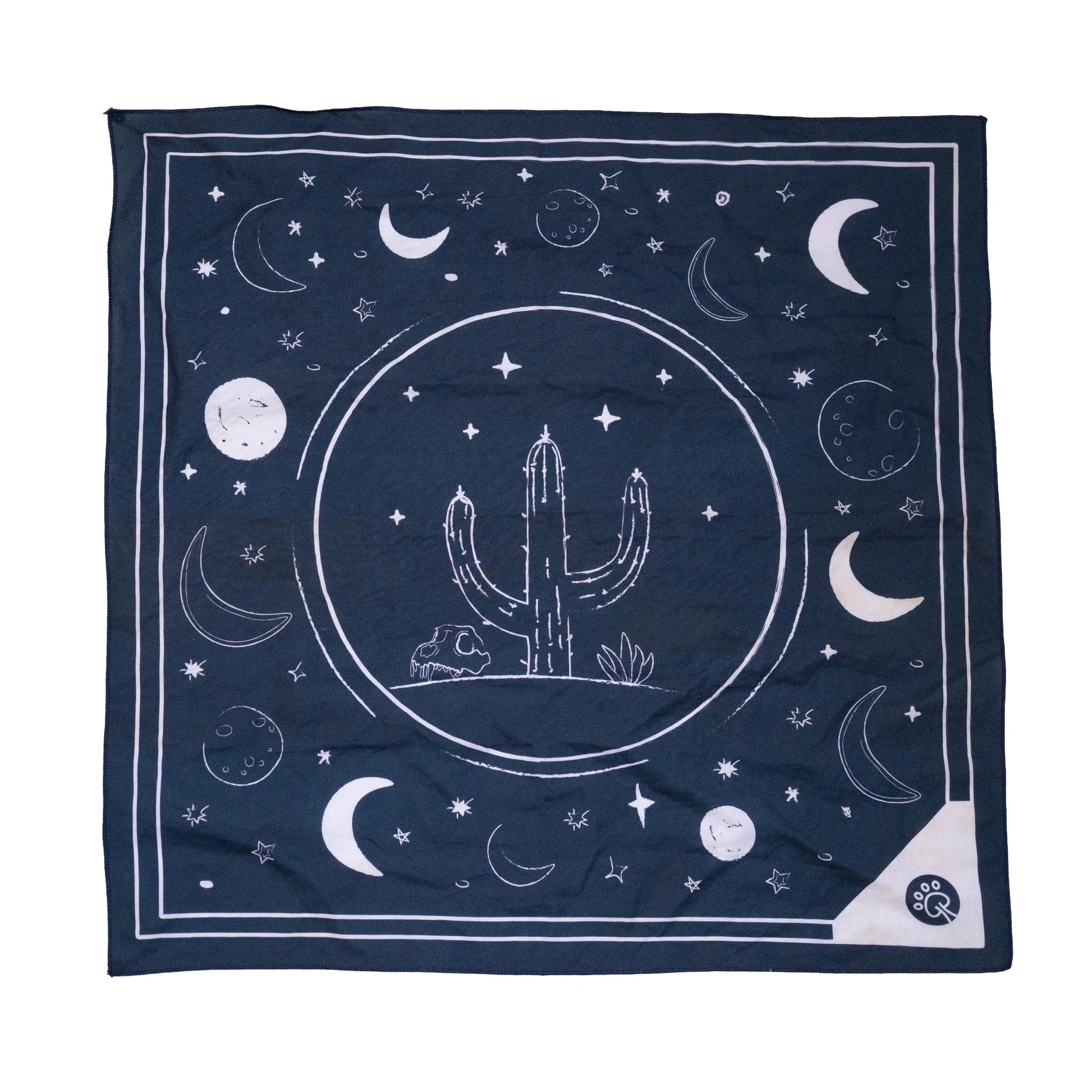 Desert Night dog bandana laid flat, showing full pattern, shape, and fabric details