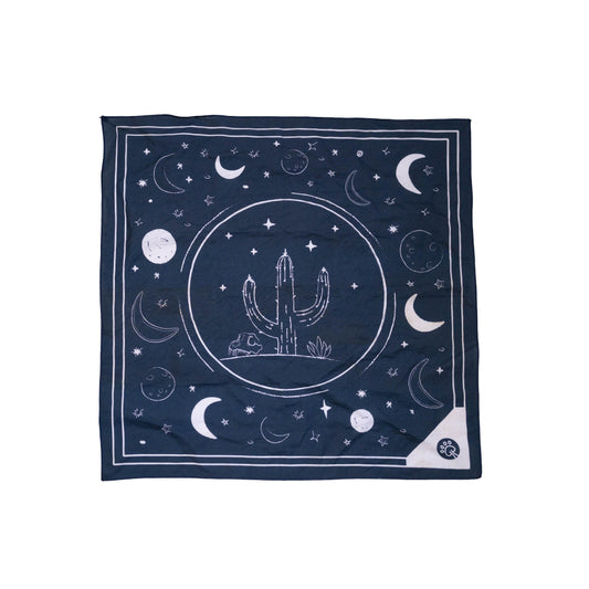 Desert Night dog bandana laid flat, showing full pattern, shape, and fabric details